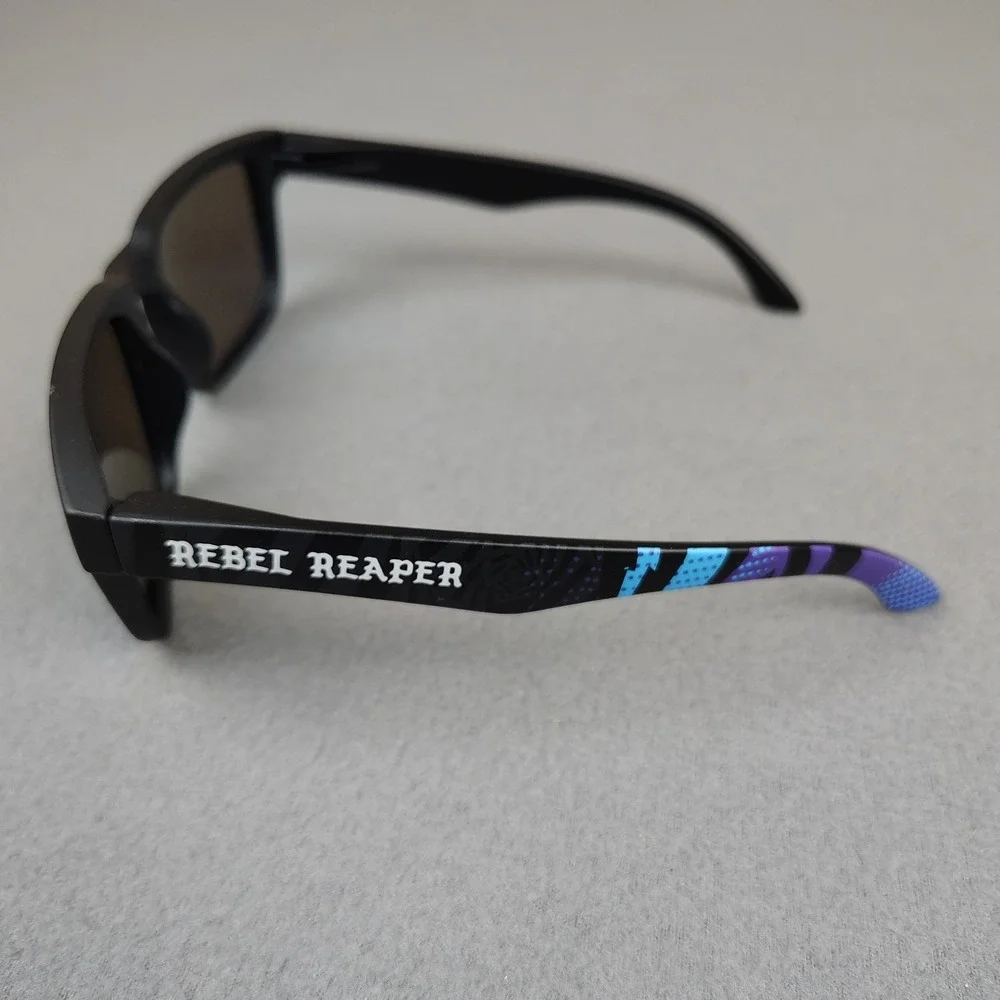 Rebel Reaper Sunglasses Blue Mirror Helm Style UV400 Polarized Surfer Biker NEW